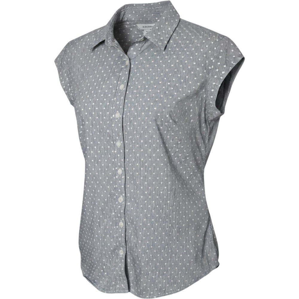 Susina Womens Cap Sleeve Gray Pinstripe Button Down Shirt White Size M‎